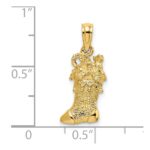 14k Solid Polished 3-D Christmas Stocking Charm - Image 3