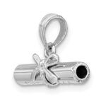14K White Gold 3-D Hollow Polished DIPLOMA Pendant - Image 5