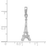 14k White Gold Solid Polished 3-D Eiffel Tower Charm - Image 4