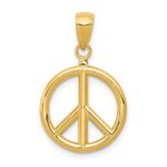 14k 3-D Polished Peace Sign Charm