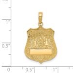 14k Large POLICE Badge with Engravable Area Pendant - Image 4