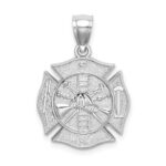 14k White Gold Reversible Fire Department Shield Pendant - Image 3