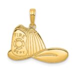 14k Large FIRE DEPT Firefighter Helmet Pendant