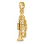 14K Solid Polished 3-D Trumpet Pendant - Image 4