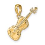 14K Polished Solid 3-D Violin Pendant - Image 5