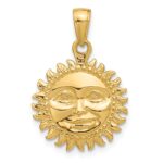 14k 3-D Solid Polished Reversible Sun Pendant - Image 3