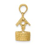 14k and White Rhodium Polished 3-D Moveable Wishing Well Charm - Image 2