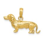 14k Solid Polished 3-D Wire Haired Dachshund Dog Charm - Image 3