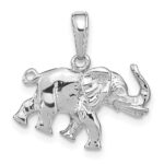 14k White Gold Polished 3-D Elephant Pendant - Image 3