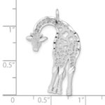 14k White Gold Solid Satin Diamond-cut Flat-Backed Giraffe Charm - Image 4