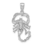 14K White Gold Solid Polished Open-Backed Scorpion Pendant - Image 3