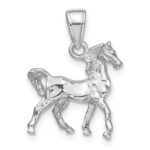 14k White Gold Solid Polished 3-D Horse Charm - Image 3