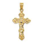 14k Two-tone Fleur De Lis Crucifix Pendant - Image 4