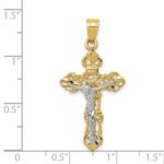 14k Two-tone Fleur De Lis Crucifix Pendant - Image 3
