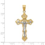 14k Two-tone INRI Fleur De Lis Crucifix Pendant - Image 3