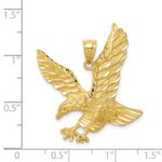 14k Satin Diamond-cut Eagle Pendant - Image 3