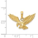 14k Solid Textured Eagle Landing Pendant - Image 4