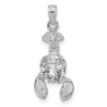 14k White Gold Lobster with Moveable Claws Pendant - Image 3