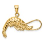 14K Polished 3-D Shrimp Pendant - Image 4