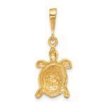 14k Solid Polished Open-Backed Sea Turtle Charm - Image 3