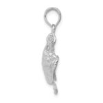 14K White Gold Solid Polished Open-Backed Turtle Pendant - Image 2