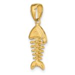 14K Polished 3-D Fish Bone Pendant - Image 4