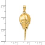 14k Polished Horseshoe Crab with Moveable Tail Pendant - Image 3
