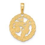14k Solid Polished Golf Theme Circle Pendant - Image 3