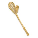 14K Solid Polished 3-D Lacrosse Stick Pendant - Image 5