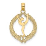 14k Solid Polished Framed Gymnast Charm