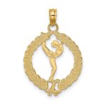 14k Solid Polished Framed Gymnast Charm - Image 3