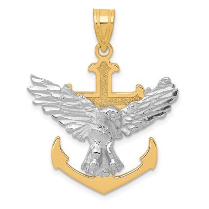 14k Two-tone Mariners Cross with Eagle Pendant