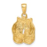 14k Solid Polished Open-Backed Boxing Gloves Pendant - Image 3