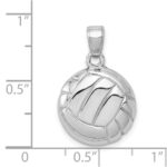 14k White Gold Polished Domed Open-Backed Volleyball Pendant - Image 4