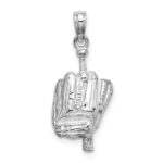 14K White Gold Polished 3-D Glove/Bat/Baseball Pendant - Image 3