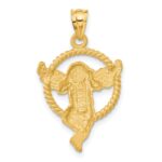 14k Satin Diamond-cut Angel in Circle Pendant - Image 3