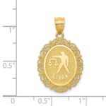 14k Solid Satin Polished Libra Zodiac Oval Pendant - Image 4