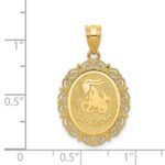 14k Solid Satin Polished Capricorn Zodiac Oval Pendant - Image 4