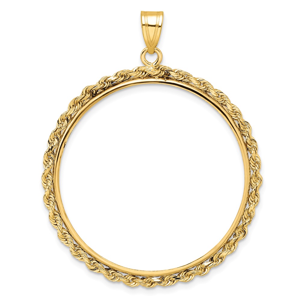 C3012_32.0.jpg Wideband Distinguished Coin Jewelry 14k Polished Rope 32.0mm Prong Coin Bezel Pendant - Image 1