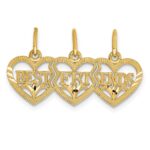 14k Triple Heart Diamond-cut BEST FRIENDS 3-Piece Break-apart Pendant