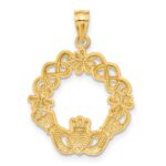 14k and White Rhodium Claddagh Pendant - Image 3