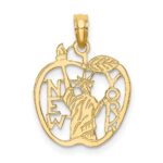 14k Cut-out NEW YORK with Statue of Liberty in Apple Charm