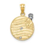 14k Two-tone Lady Liberty on American Flag Disk Pendant - Image 4