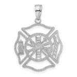 14K White Gold Fireman Shield Charm - Image 3