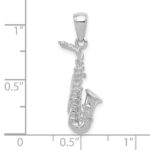 14K White Gold 3-D Saxophone Pendant - Image 4