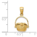 14k 3-D Nantucket Basket with Moveable Lid and Handle Pendant - Image 3