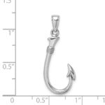 14K White Gold 3-D Fish Hook Charm - Image 3