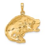 14k Large Bass Fish Jumping Pendant - Image 3