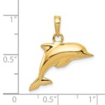 14K Polished 3-D Puffed Dolphin Pendant - Image 5
