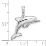 14K White Gold 3-D Puffed Dolphin Pendant - Image 3